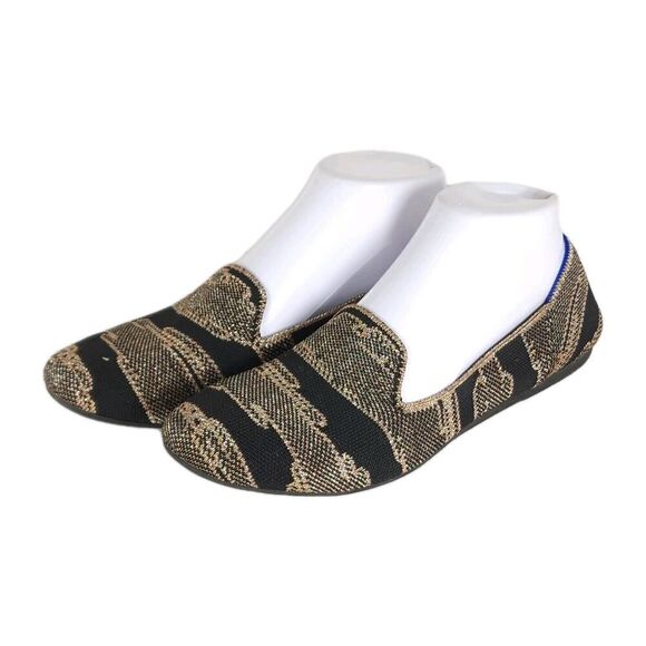 Rothy's Women's The Loafer US8,5 Black Golden Shimmer Slip On Flats Loafer Shoes - Picture 1 of 12